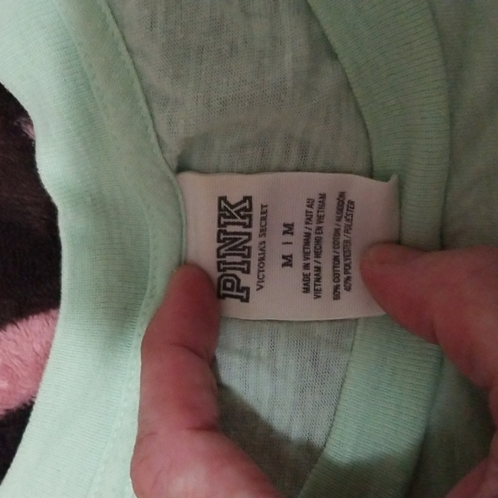 PINK Victoria's secret, womens M, light green with black and silver sequined - Picture 2 of 4